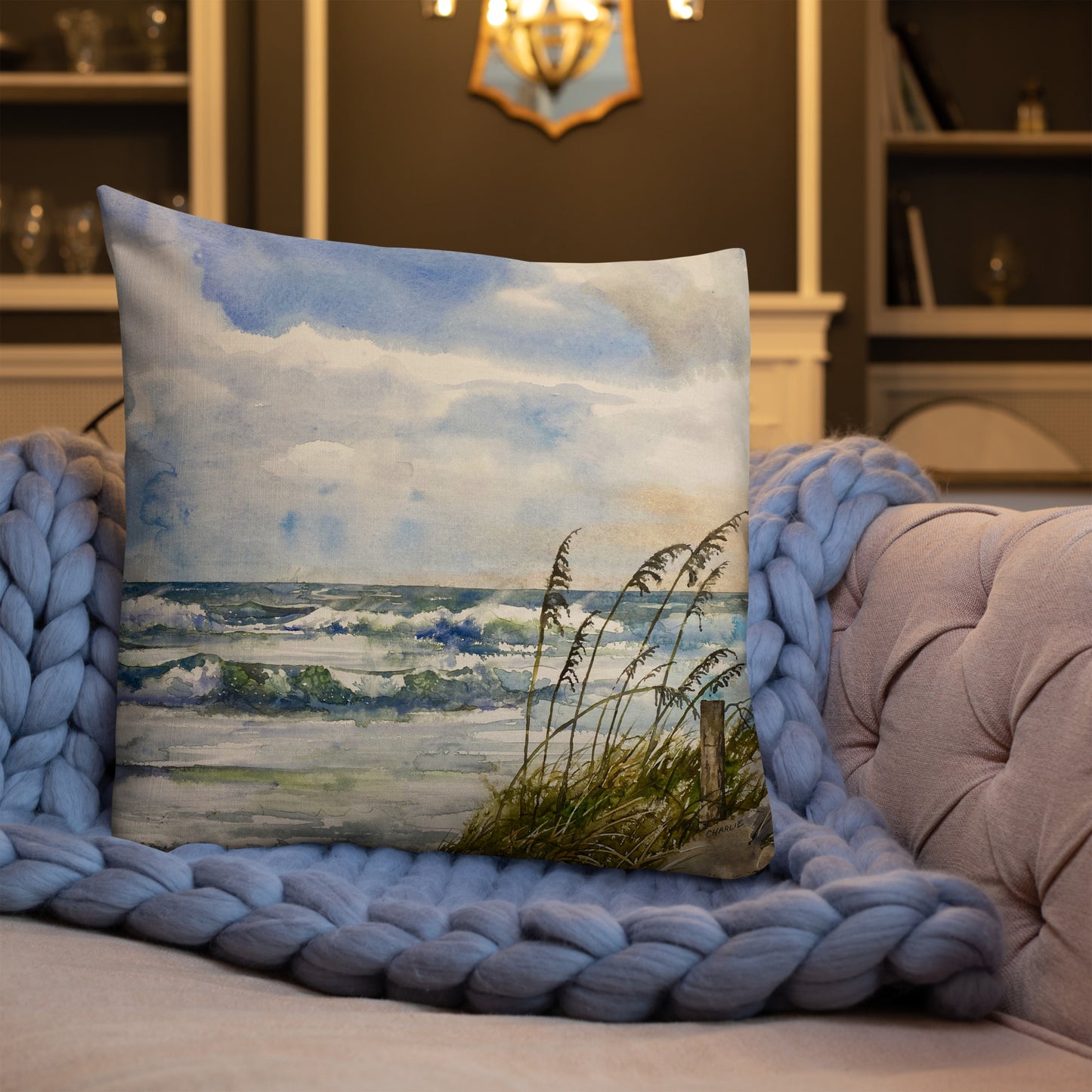 Outer Banks Fences & Waves double-sided Premium Pillow