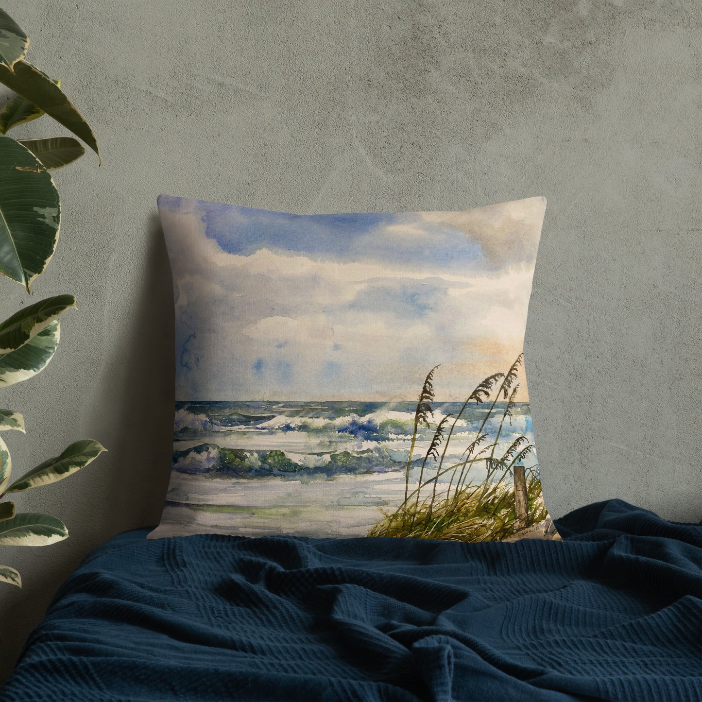 Outer Banks Fences & Waves double-sided Premium Pillow