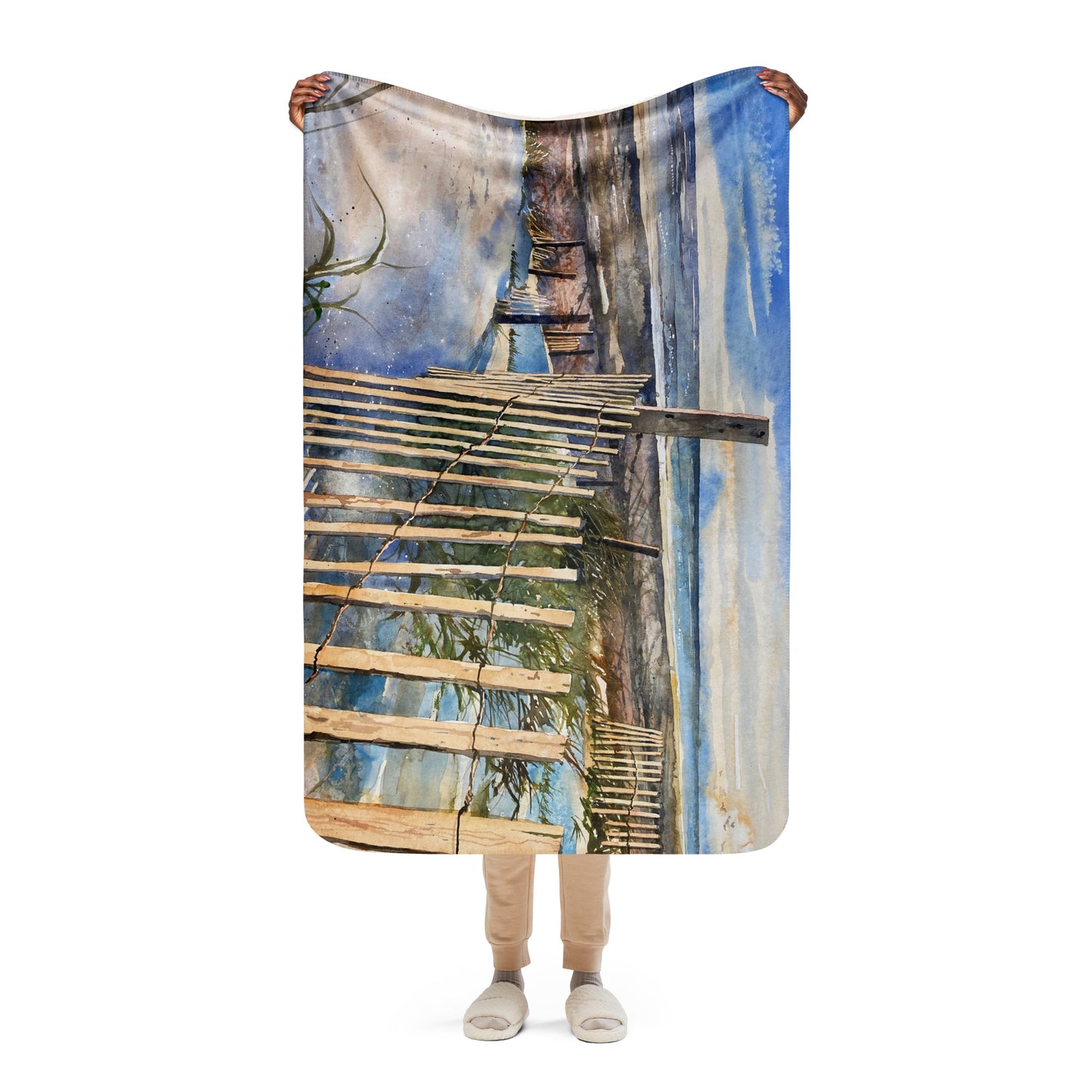 Outer Banks "Morning Walk" Sherpa blanket